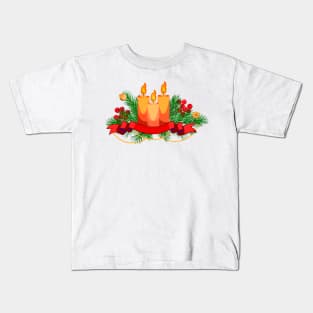 Сhristmas arrangement with fir branches, candles Kids T-Shirt